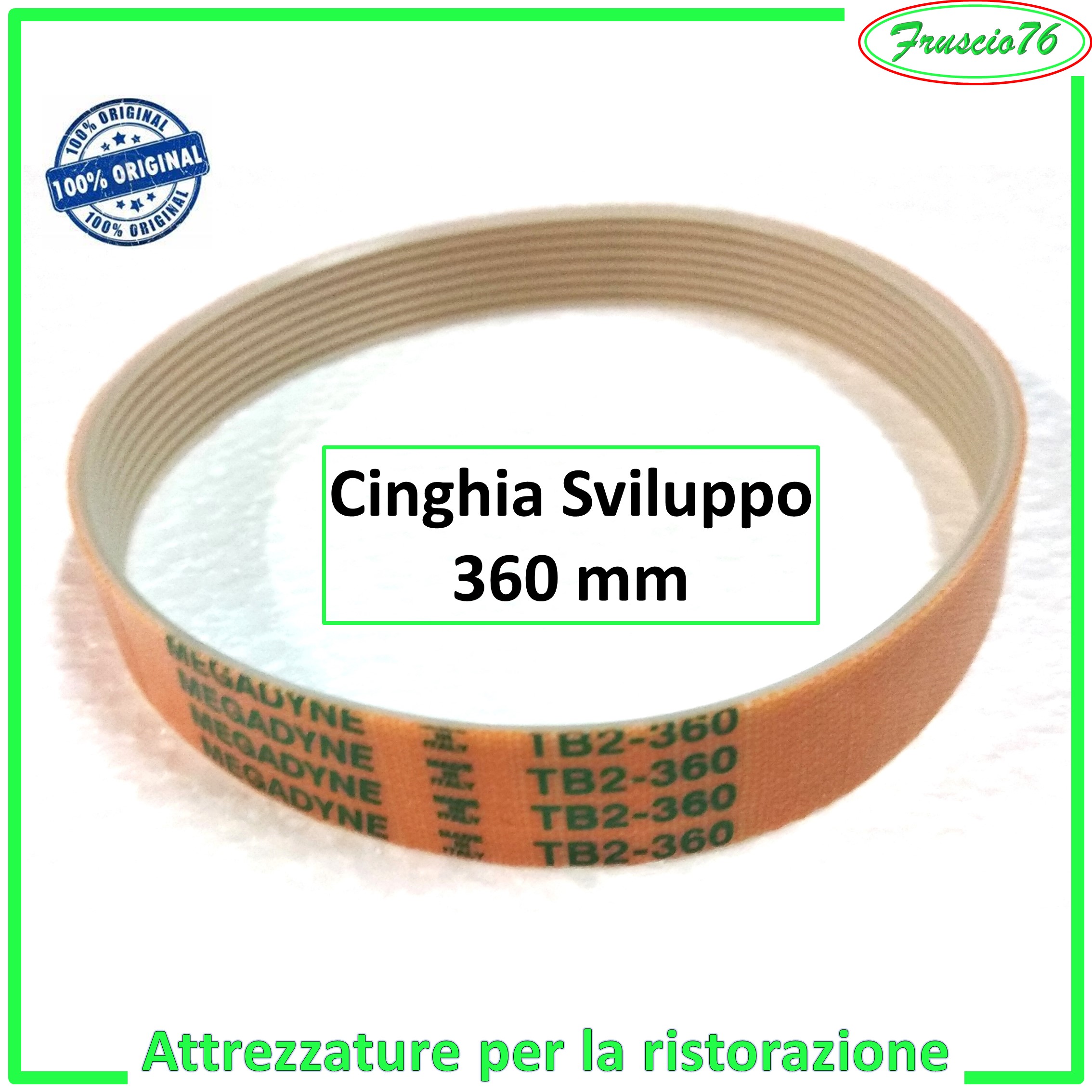 CINGHIA per AFFETTATRICE TB2 330 MEGADYNE di Ricambio 7 Nervature ricambi h 14 mm
